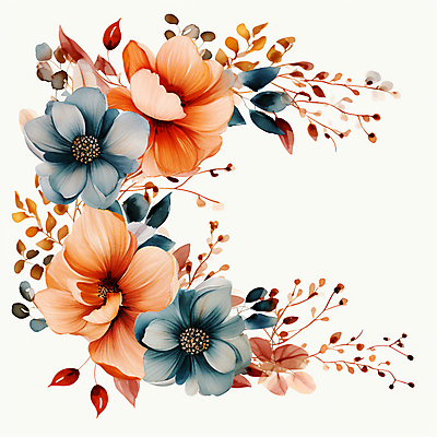 JPG 꽃 잎 일러스트 수채화 사람없음 디지털합성 카피스페이스 편집소스 국내일러스트 AI일러스트 AI콘텐츠 식물 공백 파일형식