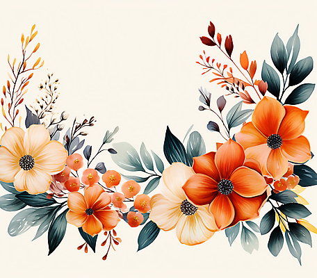 JPG 꽃 잎 일러스트 수채화 사람없음 디지털합성 카피스페이스 편집소스 국내일러스트 AI일러스트 AI콘텐츠 식물 공백 파일형식