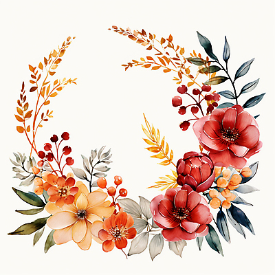 JPG 꽃 잎 일러스트 수채화 사람없음 디지털합성 카피스페이스 편집소스 국내일러스트 AI일러스트 AI콘텐츠 식물 공백 파일형식