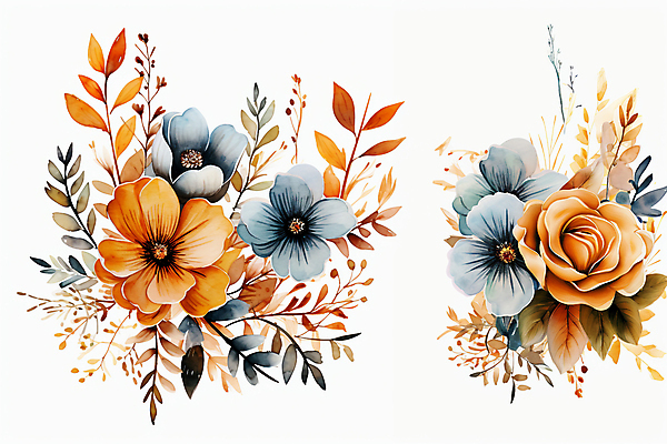 JPG 꽃 잎 일러스트 수채화 사람없음 디지털합성 편집소스 국내일러스트 AI일러스트 AI콘텐츠 식물 파일형식