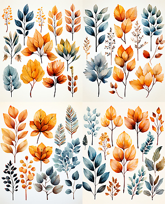 JPG 꽃 잎 일러스트 수채화 사람없음 다양 디지털합성 편집소스 국내일러스트 AI일러스트 AI콘텐츠 식물 다수 파일형식