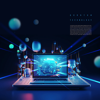 PSD 편집이미지 미래 사람없음 파란색 노트북 빛 과학기술 하이테크 양자컴퓨터 이미지편집 컬러 컨셉 기술 전자제품 컴퓨터 파일형식