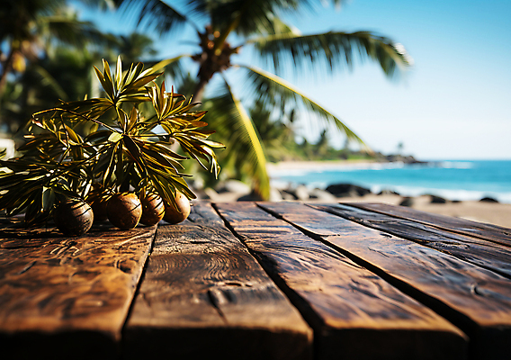 JPG 편집이미지 열매 풍경 해변 사람없음 여름 야자수 풀 열대식물 디지털합성 열대과일 나무탁자 블러효과 편집소스 편집실사 AI포토 AI콘텐츠 나무 식물 계절 바다 과일 탁자 CG 블러 파일형식 효과