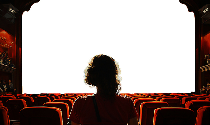 PSD 편집이미지 여자 의자 한명 앉기 상반신 성인 빛 스크린 영화관 극장 디지털합성 역광 영화감상 성인여자한명만 카피스페이스 이미지편집 1 가구 모션 사람 공백 감상 영화 여자한명만 성인여자만 파일형식