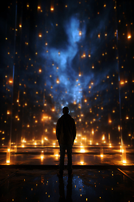 JPG 전신 편집이미지 남자 한명 서기 성인 빛 반짝임 디지털 어둠 공간 사이버 디지털합성 보안 해킹 해커 블러효과 정보보호 정보수집 성인남자한명만 편집소스 편집실사 AI컴퓨터그래픽 AI콘텐츠 1 모션 안전 사람 범죄 보호 수집 CG 블러 남자한명만 성인남자만 파일형식 효과