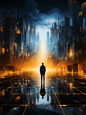 JPG 전신 편집이미지 남자 거리 한명 서기 성인 건물 빛 반사 디지털 고층빌딩 어둠 공간 도시 사이버 디지털합성 보안 해킹 해커 블러효과 정보보호 정보수집 성인남자한명만 편집소스 편집실사 AI컴퓨터그래픽 AI콘텐츠 1 건축물 모션 안전 사람 빌딩 범죄 보호 수집 CG 블러 남자한명만 성인남자만 파일형식 효과