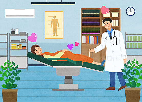 전신 PSD 여자 남자 화분 시계 일러스트 조명 책장 사람모양 병원 서기 손짓 성인 두명 책 눕기 임산부 임신 진료 환자 의사 하트 의사가운 에어컨 서랍장 진열장 산부인과 산부인과의사 진료실 성인만 국내일러스트 모양 가구 의학 모션 사람 가전제품 의료진 가운 파일형식