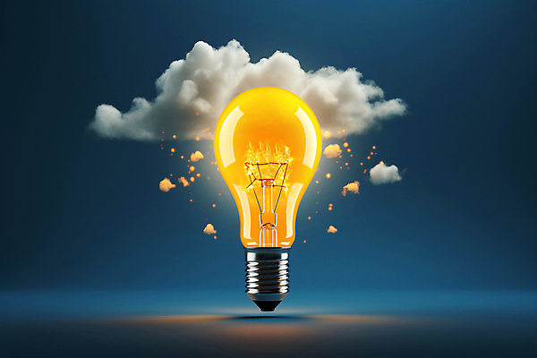 JPG 구름 편집이미지 생각 전구 조명 아이디어 사람없음 빛 반짝임 편집실사 AI컴퓨터그래픽 AI콘텐츠 자연요소 컨셉 모션 CG 파일형식