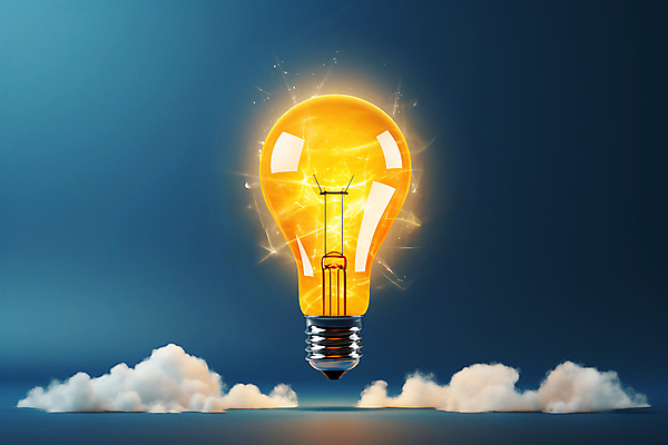 JPG 구름 편집이미지 생각 전구 조명 아이디어 사람없음 빛 반짝임 편집실사 AI컴퓨터그래픽 AI콘텐츠 자연요소 컨셉 모션 CG 파일형식
