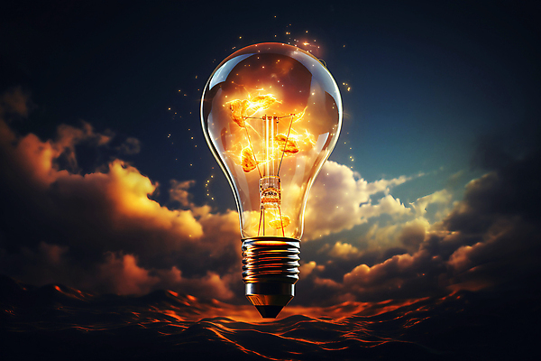 JPG 구름 편집이미지 생각 전구 하늘 조명 아이디어 사람없음 빛 반짝임 편집실사 AI컴퓨터그래픽 AI콘텐츠 자연요소 컨셉 모션 CG 파일형식