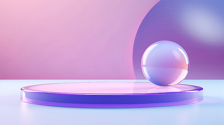 JPG 편집이미지 분홍색 유리 사람없음 그래픽 3D 보라색 원형 그라데이션 단상 유리구슬 입체도형 홀로그램 편집3D AI컴퓨터그래픽 AI콘텐츠 도형 컬러 재질 구슬 입체 디지털합성 파일형식