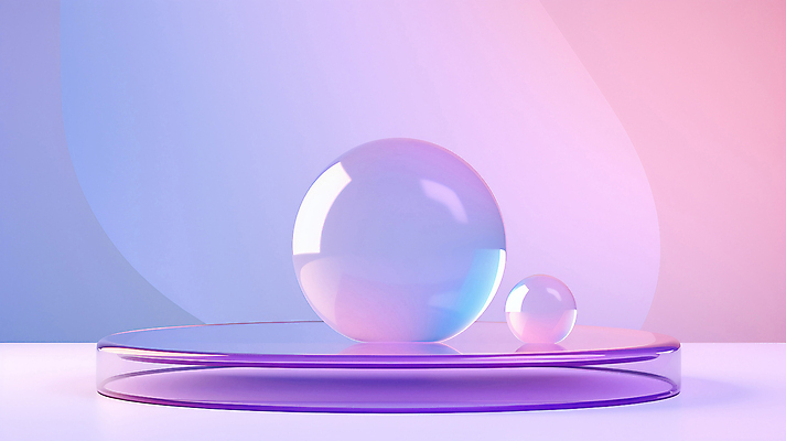 JPG 편집이미지 분홍색 유리 사람없음 그래픽 3D 보라색 원형 그라데이션 단상 유리구슬 입체도형 홀로그램 편집3D AI컴퓨터그래픽 AI콘텐츠 도형 컬러 재질 구슬 입체 디지털합성 파일형식