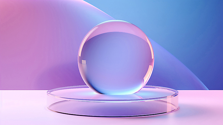 JPG 편집이미지 분홍색 유리 사람없음 그래픽 3D 보라색 원형 그라데이션 단상 유리구슬 입체도형 홀로그램 편집3D AI컴퓨터그래픽 AI콘텐츠 도형 컬러 재질 구슬 입체 디지털합성 파일형식