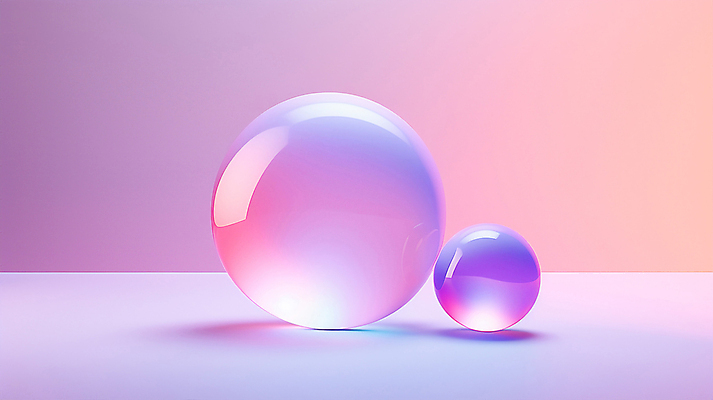 JPG 편집이미지 분홍색 유리 사람없음 그래픽 3D 보라색 원형 그라데이션 유리구슬 입체도형 홀로그램 편집3D AI컴퓨터그래픽 AI콘텐츠 도형 컬러 재질 구슬 입체 디지털합성 파일형식