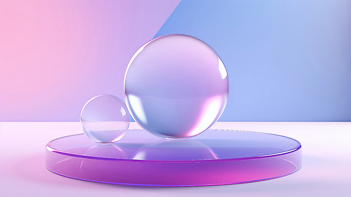 JPG 편집이미지 분홍색 유리 사람없음 그래픽 반사 3D 보라색 원형 그라데이션 단상 유리구슬 입체도형 홀로그램 편집3D AI컴퓨터그래픽 AI콘텐츠 도형 컬러 재질 구슬 입체 디지털합성 파일형식