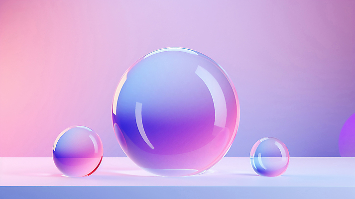 JPG 편집이미지 분홍색 유리 사람없음 그래픽 3D 보라색 원형 투명 그라데이션 유리구슬 입체도형 홀로그램 편집3D AI컴퓨터그래픽 AI콘텐츠 도형 컬러 재질 구슬 입체 디지털합성 파일형식