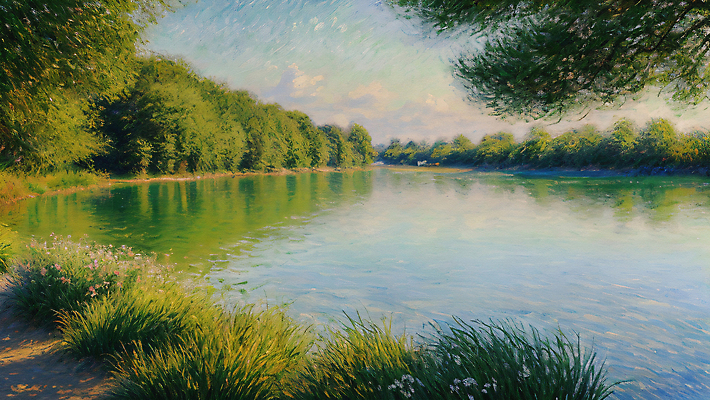 JPG 나무 편집이미지 꽃 호수 물결 자연 하늘 나뭇잎 그림자 풍경 사람없음 반사 표현 물가 풀 디지털합성 그림 질감 유화 편집실사 식물 잎 미술 CG 생태계 파일형식