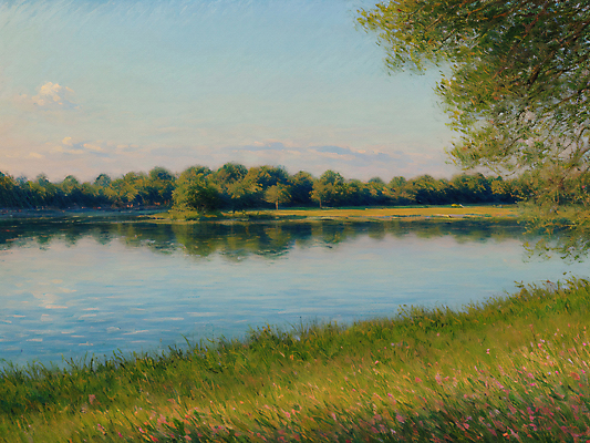 JPG 나무 구름 편집이미지 꽃 호수 물결 자연 하늘 풍경 사람없음 반사 표현 물가 풀 디지털합성 그림 질감 유화 편집실사 자연요소 식물 미술 CG 생태계 파일형식