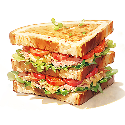 JPG 빵 토마토 채소 일러스트 치즈 샌드위치 사람없음 햄 클럽샌드위치 국내일러스트 AI일러스트 AI콘텐츠 음식 유제품 육류 파일형식