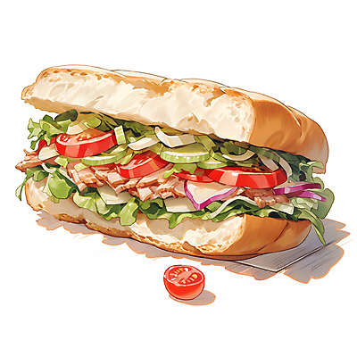 JPG 빵 토마토 채소 일러스트 샌드위치 사람없음 햄 국내일러스트 AI일러스트 AI콘텐츠 음식 육류 파일형식