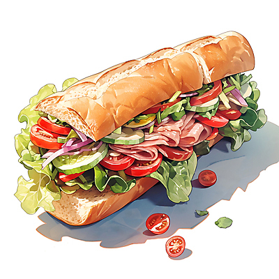 JPG 빵 토마토 채소 일러스트 샌드위치 사람없음 햄 국내일러스트 AI일러스트 AI콘텐츠 음식 육류 파일형식
