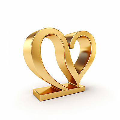 JPG 모양 편집이미지 사람없음 3D 금색 하트 황금 입체 디지털합성 오브젝트 광택 편집소스 편집3D AI컴퓨터그래픽 AI콘텐츠 컬러 파일형식