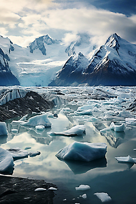 JPG 구름 편집이미지 바다 하늘 사람없음 얼음 환경오염 남극 북극 빙하 빙판 빙산 지구온난화 기후위기 편집실사 AI포토 AI콘텐츠 녹이기 자연요소 컨셉 모션 극지방 CG 기후변화 위기 파일형식