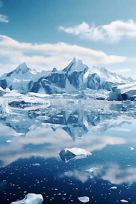 JPG 구름 편집이미지 바다 하늘 사람없음 반사 얼음 환경오염 남극 북극 빙하 빙판 빙산 지구온난화 기후위기 편집실사 AI포토 AI콘텐츠 녹이기 자연요소 컨셉 모션 극지방 CG 기후변화 위기 파일형식