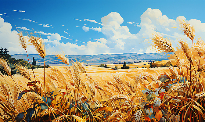 JPG 나무 구름 편집이미지 자연 하늘 풍경 사람없음 농작물 농경지 가을 시골 풀 밀 디지털합성 밀밭 편집실사 자연요소 식물 계절 밭 농업 곡류 농장 CG 생태계 파일형식