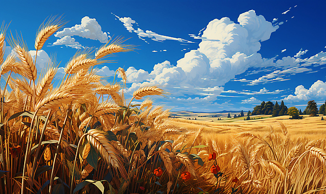 JPG 나무 구름 편집이미지 꽃 자연 하늘 풍경 사람없음 농작물 농경지 가을 시골 밀 디지털합성 밀밭 편집실사 자연요소 식물 계절 밭 농업 곡류 농장 CG 생태계 파일형식