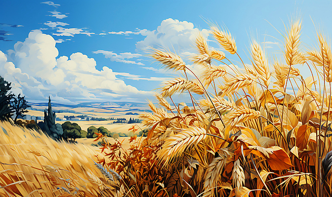 JPG 나무 구름 편집이미지 자연 하늘 풍경 사람없음 농작물 농경지 가을 시골 풀 밀 디지털합성 밀밭 편집실사 자연요소 식물 계절 밭 농업 곡류 농장 CG 생태계 파일형식