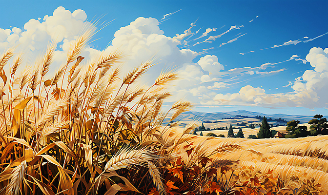 JPG 나무 구름 편집이미지 꽃 자연 하늘 풍경 사람없음 농작물 농경지 가을 시골 밀 디지털합성 밀밭 편집실사 자연요소 식물 계절 밭 농업 곡류 농장 CG 생태계 파일형식