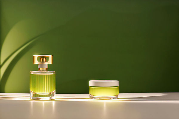 JPG 편집이미지 그림자 사람없음 초록색 빛 뷰티 화장품 오브젝트 공병 목업 편집실사 AI포토 AI콘텐츠 컬러 CG 병_담는 파일형식