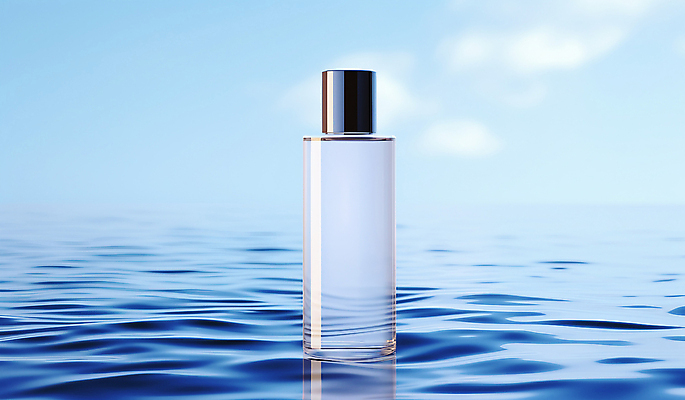 JPG 편집이미지 물결 사람없음 물 파란색 뷰티 화장품 오브젝트 스킨 스킨케어 공병 목업 편집실사 AI포토 AI콘텐츠 자연요소 컬러 CG 병_담는 파일형식