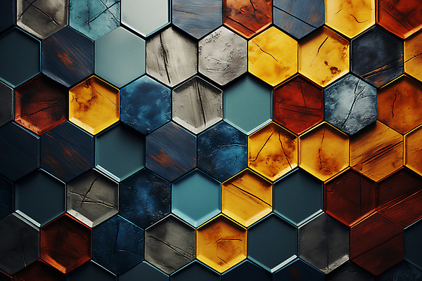 JPG 편집이미지 패턴 사람없음 컬러풀 타일 육각형 허니콤 편집실사 AI포토 AI콘텐츠 모양 도형 컬러 무늬 CG 파일형식