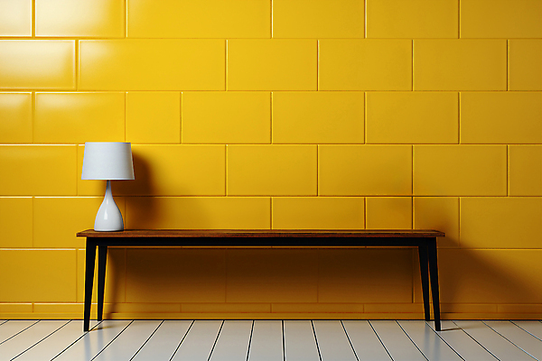 JPG 편집이미지 탁자 조명 사람없음 인테리어 노란색 랜턴 타일 타일벽 수면등 편집실사 AI포토 AI콘텐츠 디자인 벽 컬러 가구 CG 파일형식