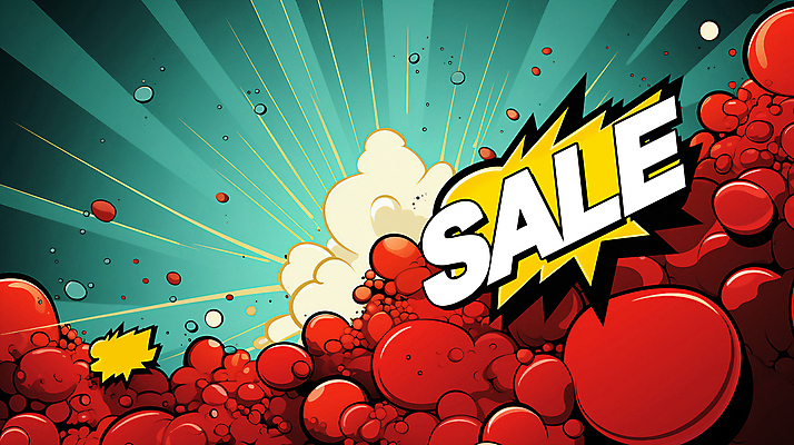 PSD 배너 일러스트 사람없음 빨간색 세일 원형 연기 디지털합성 팝아트 청록색 편집소스 국내일러스트 도형 컬러 그림 파일형식