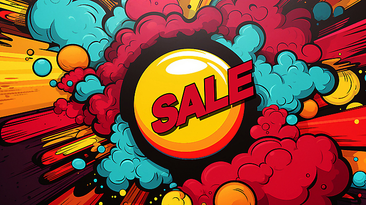 PSD 배너 일러스트 사람없음 빨간색 컬러풀 노란색 세일 원형 연기 디지털합성 팝아트 편집소스 국내일러스트 도형 컬러 그림 파일형식