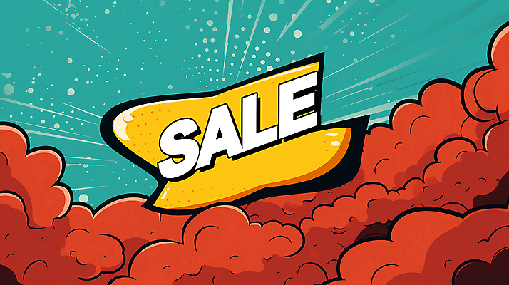 PSD 배너 일러스트 사람없음 빨간색 세일 연기 디지털합성 팝아트 청록색 편집소스 국내일러스트 컬러 그림 파일형식