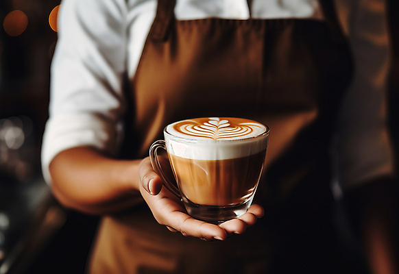 JPG 편집이미지 한명 들기 사람 상반신 성인 앞치마 카페 커피잔 주기 라떼아트 카페라떼 성인한명만 편집실사 AI인물포토 AI콘텐츠 1 커피 모션 잔 상점 CG 그림 라떼 성인만 파일형식 AI포토
