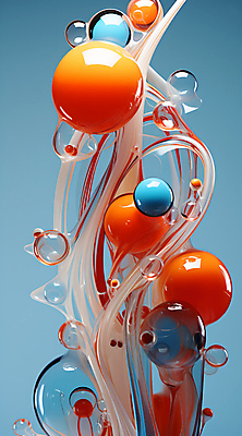 JPG 편집이미지 추상 사람없음 파란색 주황색 원형 유리구슬 편집실사 AI포토 AI콘텐츠 도형 컬러 무늬 유리 구슬 CG 파일형식