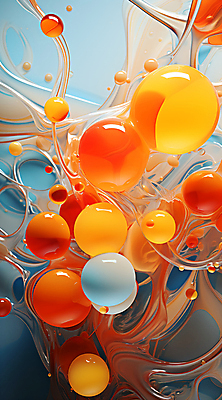 JPG 편집이미지 하늘색 추상 사람없음 주황색 원형 유리구슬 편집실사 AI포토 AI콘텐츠 도형 컬러 무늬 유리 파란색 구슬 CG 파일형식