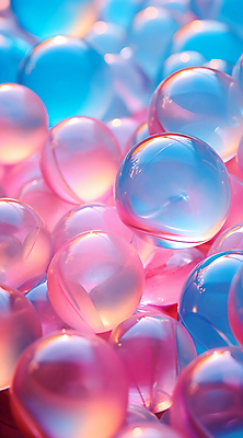 JPG 편집이미지 분홍색 하늘색 사람없음 컬러풀 원형 유리구슬 편집실사 AI포토 AI콘텐츠 도형 컬러 유리 파란색 구슬 CG 파일형식