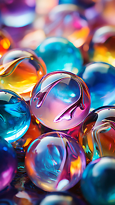 JPG 편집이미지 사람없음 아웃포커스 컬러풀 원형 유리구슬 편집실사 AI포토 AI콘텐츠 도형 컬러 유리 촬영기법 구슬 CG 파일형식