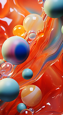 JPG 편집이미지 추상 사람없음 컬러풀 주황색 원형 유리구슬 편집실사 AI포토 AI콘텐츠 도형 컬러 무늬 유리 구슬 CG 파일형식