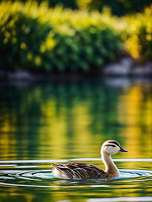 JPG 편집이미지 한마리 호수 새끼 자연 오리 풍경 사람없음 아웃포커스 초록색 여름 디지털합성 편집실사 AI포토 AI콘텐츠 동물 1 계절 컬러 조류 촬영기법 CG 생태계 파일형식