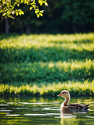 JPG 편집이미지 한마리 호수 새끼 자연 오리 풍경 사람없음 아웃포커스 초록색 여름 디지털합성 편집실사 AI포토 AI콘텐츠 동물 1 계절 컬러 조류 촬영기법 CG 생태계 파일형식