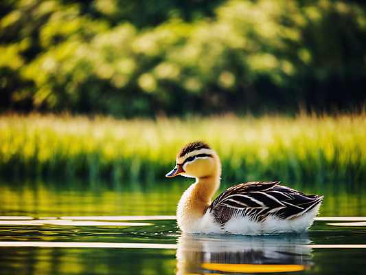 JPG 편집이미지 한마리 호수 새끼 자연 오리 풍경 사람없음 아웃포커스 초록색 여름 디지털합성 편집실사 AI포토 AI콘텐츠 동물 1 계절 컬러 조류 촬영기법 CG 생태계 파일형식