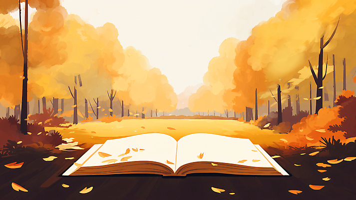 JPG 낙엽 일러스트 단풍나무 나뭇잎 풍경 사람없음 책 독서 산책로 가을 국내일러스트 AI일러스트 AI콘텐츠 나무 계절 길 단풍 잎 파일형식