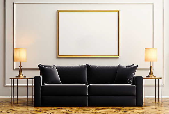 JPG 편집이미지 벽 액자 쿠션 거실 탁자 프레임 액자틀 사람없음 인테리어 소파 스탠드 목업 편집실사 AI포토 AI콘텐츠 디자인 가구 의자 조명 틀 CG 파일형식